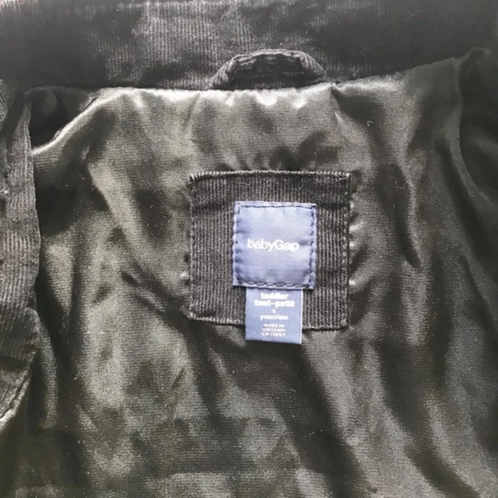 Babygap black corduroy light band jacket EUC 5T